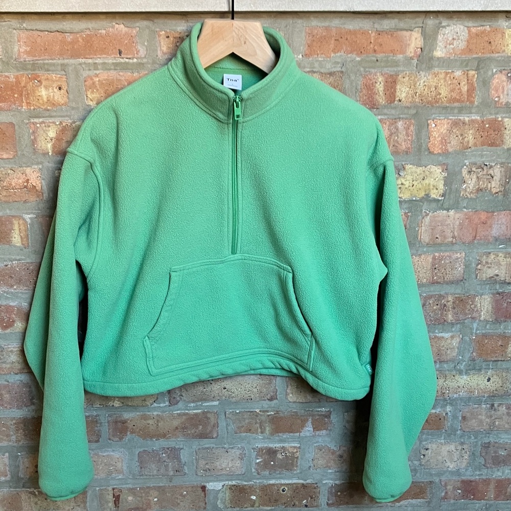 Aritzia Tna Cozy Fleece Perfect 1/4 Zip Cropped Sweatshirt